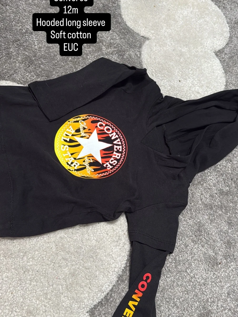 Converse Black Hooded shirt with Yellow-Red Gradient Logo